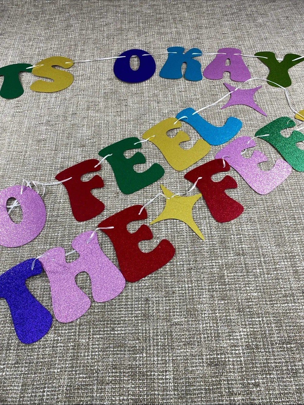 Colorful Glitter 'It's Okay to Feel' Party Banner - Multi
